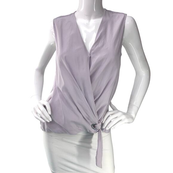 Rag & Bone Womens Size S Wrap Front Top Silk Lavender Top Tie Front *TINY FLAW - Picture 1 of 16